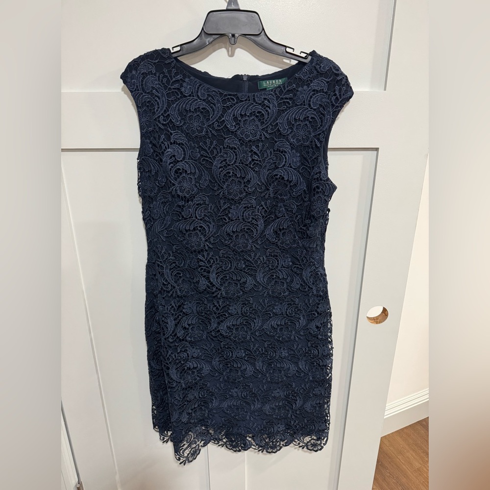 Ralph Lauren Midnight Blue Lace Cocktail Dress